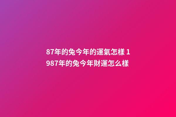 87年的兔今年的運氣怎樣 1987年的兔今年財運怎么樣-第1張-觀點-玄機派